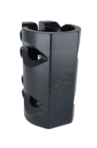 Collier de serrage SCS trottinette freestyle CDK en aluminium avec vis M8, compatible 31.8 et 34.9 mm, coloris noir chrome brut