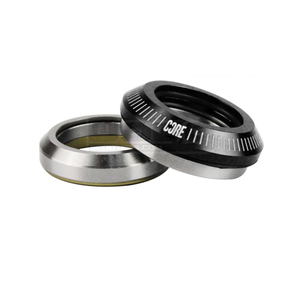 Jeu de direction Core Dash intégré 1 1/8", noir, avec roulements scellés et top cap caoutchouc, compatible trottinette et BMX.