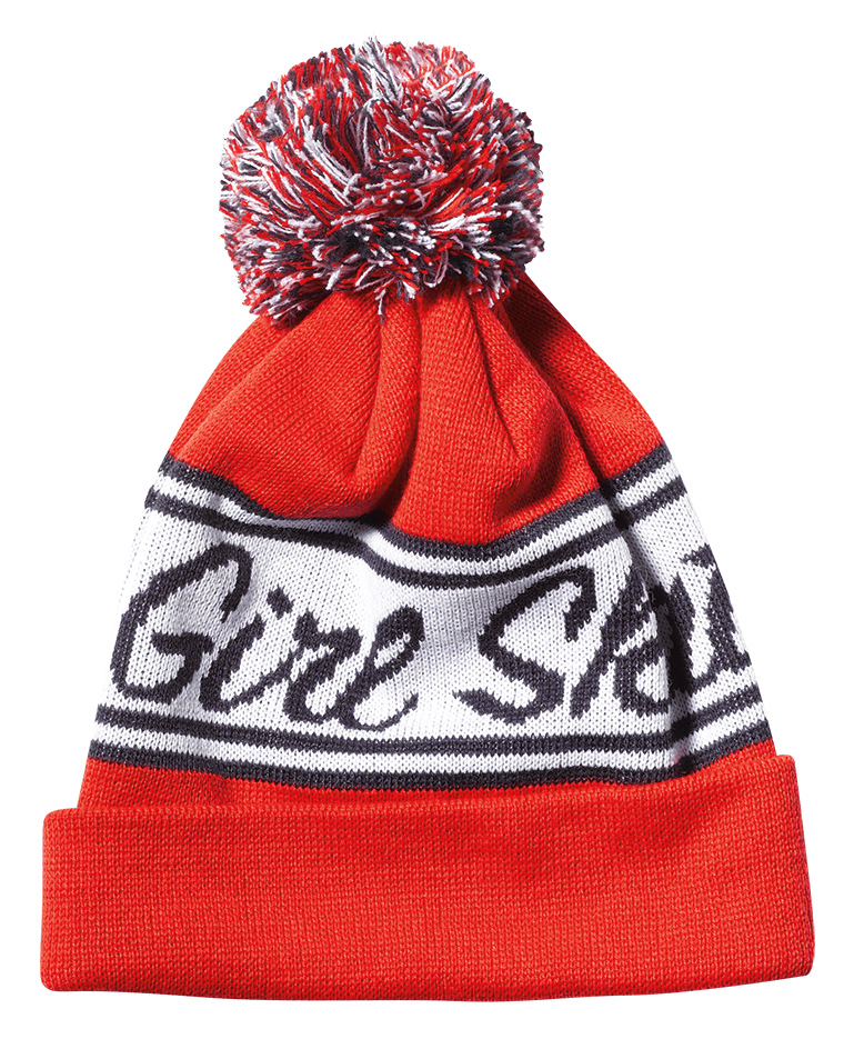 Beanie Script Pom Red