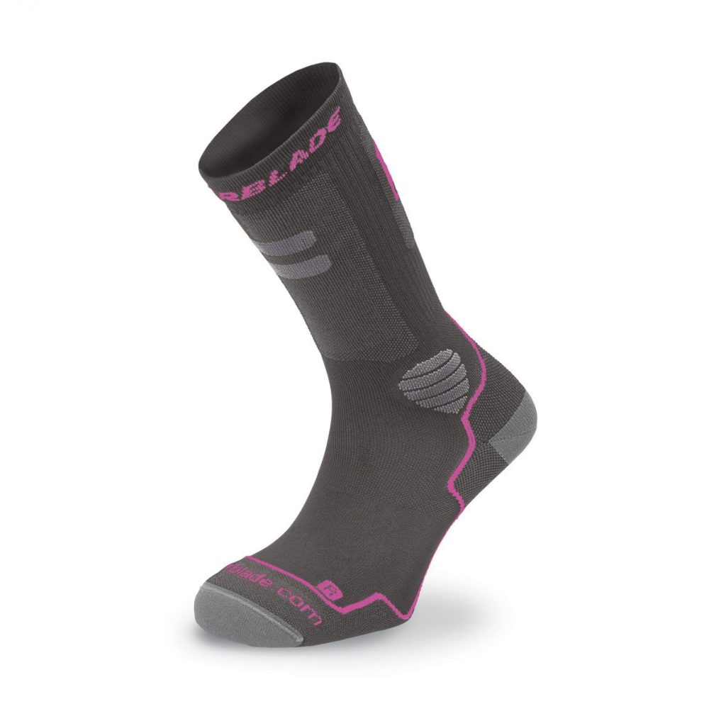 Chaussette High Performance W Socks Gris et Rose
