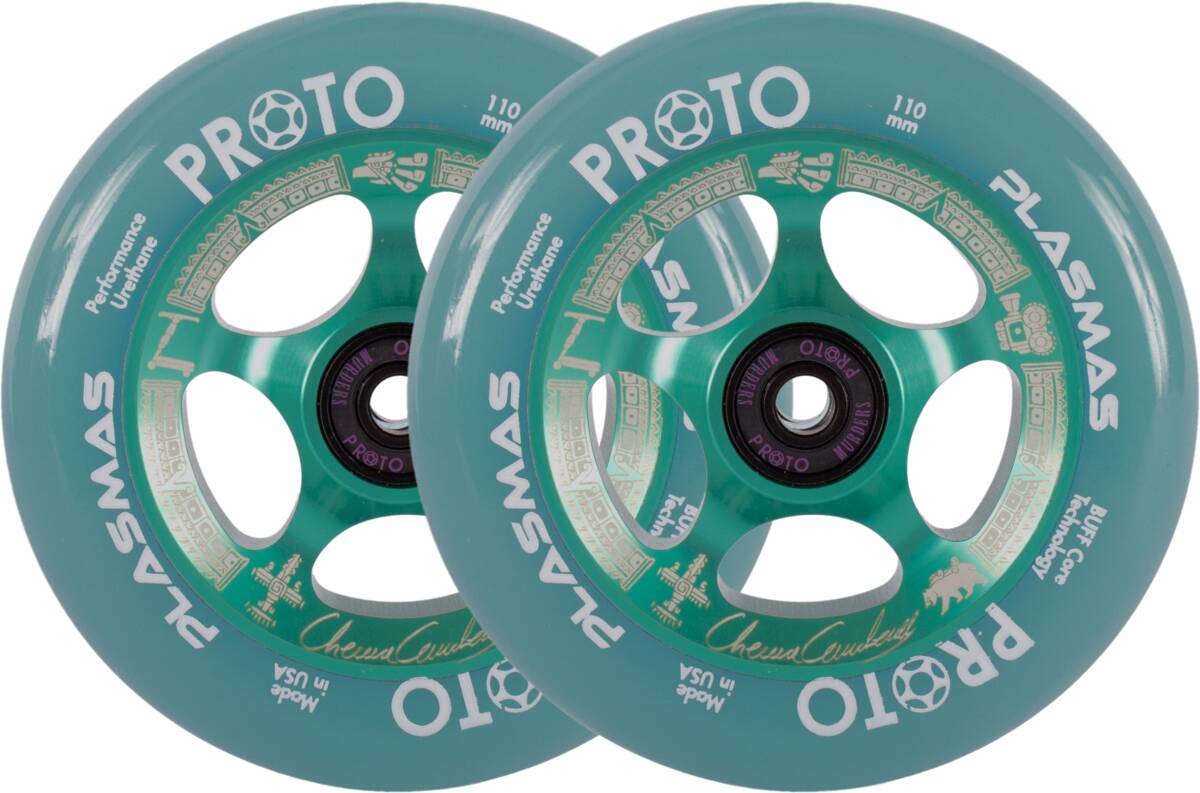 Roue Proto Plasma 110 mm transparente, avec noyau à rayons en aluminium et gomme ultra adhérente. Signature Chema Cardenas. Pack de 2 roues.