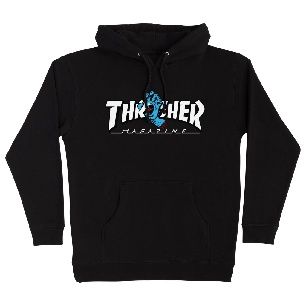 SANTA CRUZ SWEAT THRASHER SCREAMING LOGO HOOD BLACK