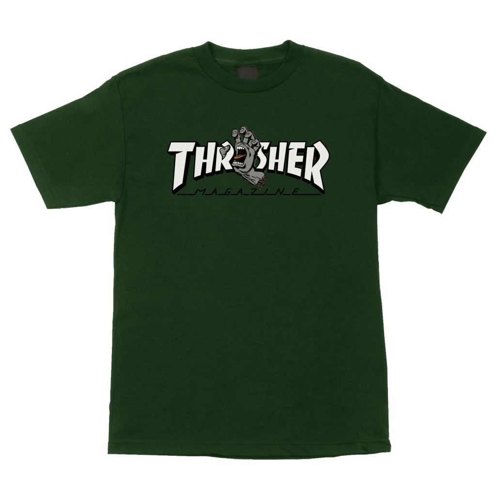 SANTA CRUZ T-SHIRT THRASHER SCREAMING LOGO SS FOREST GREEN