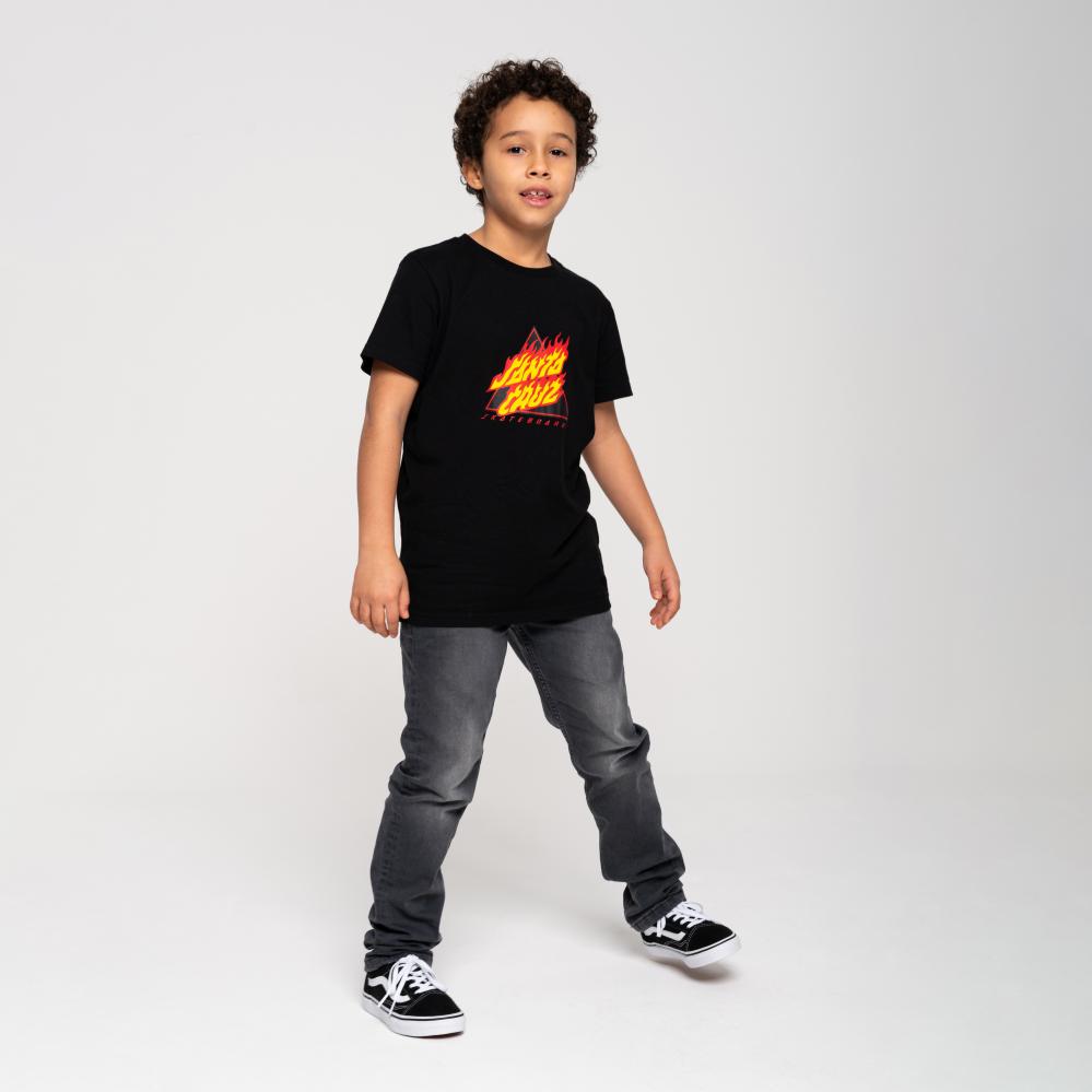 Yth Flamed not a Dot Front Tee Black