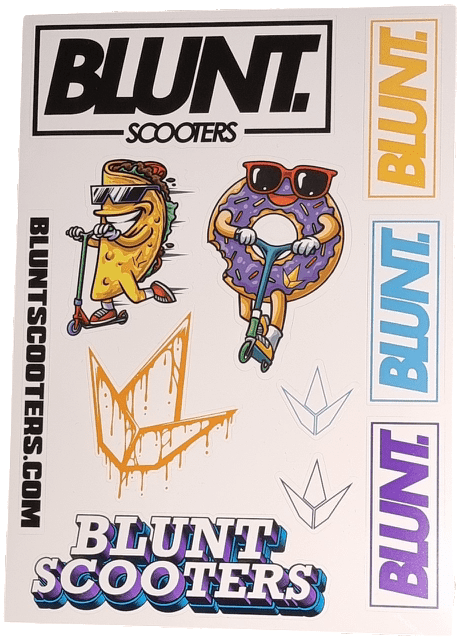 Planche de 11 sticker de la marque de trottinette Blunt Scooter