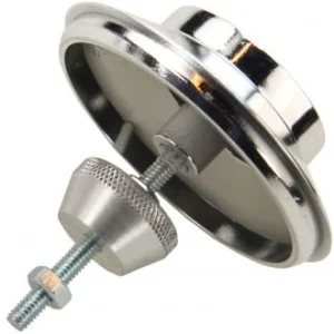 Le système pour régler la toupie, avec la masse déplacable sur l'axe.