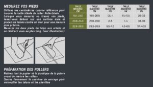 ROLLERBLADE GRILLE DE TAILLE