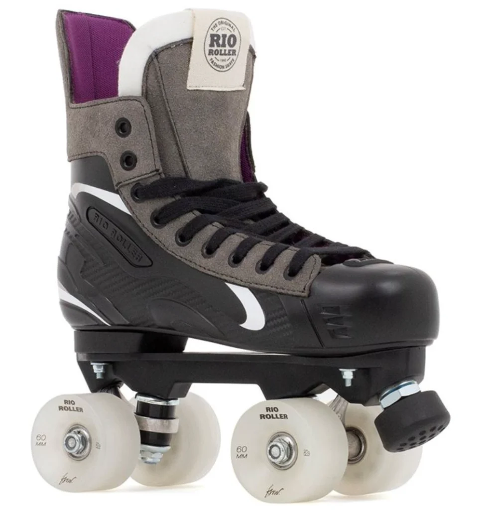 roller noir et blanc de hockey avec 4 roues blanches Rio Roller Flow Hockey Skate Adults