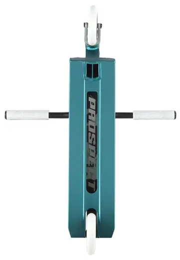 lucky-prospect-2025-pro-scooter-f6 Trottinette freestyle Lucky Prospect 2025 noire et vert avec guidon aluminium, roues Lunar 110 mm et deck 5.0 pouces