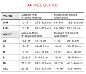 Guide taille Pro x4 Guide taille Pro x4