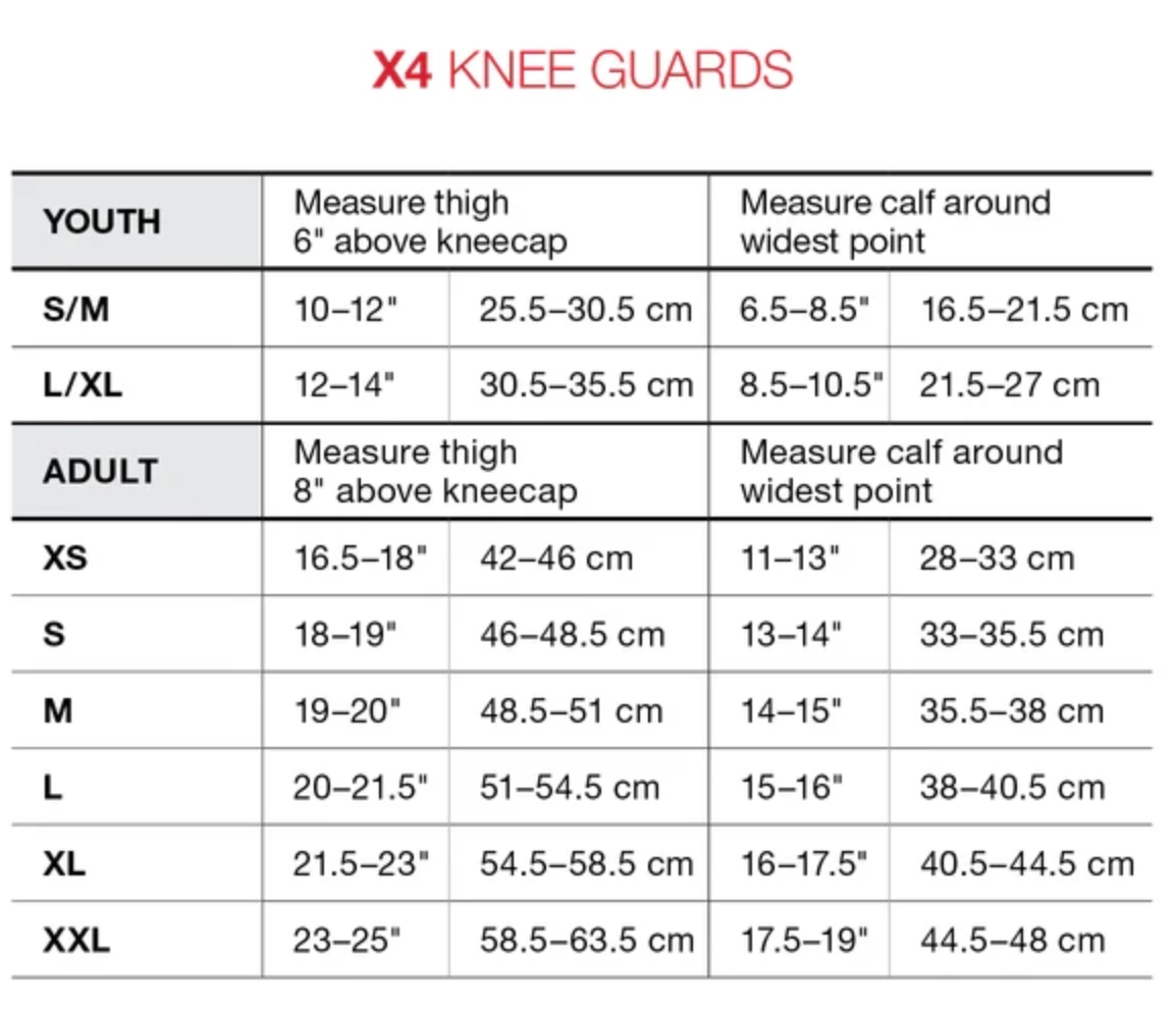 Guide taille Pro x4 Guide taille Pro x4